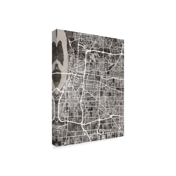 Michael Tompsett 'Memphis Tennessee City Map Black' Canvas Art,24x32